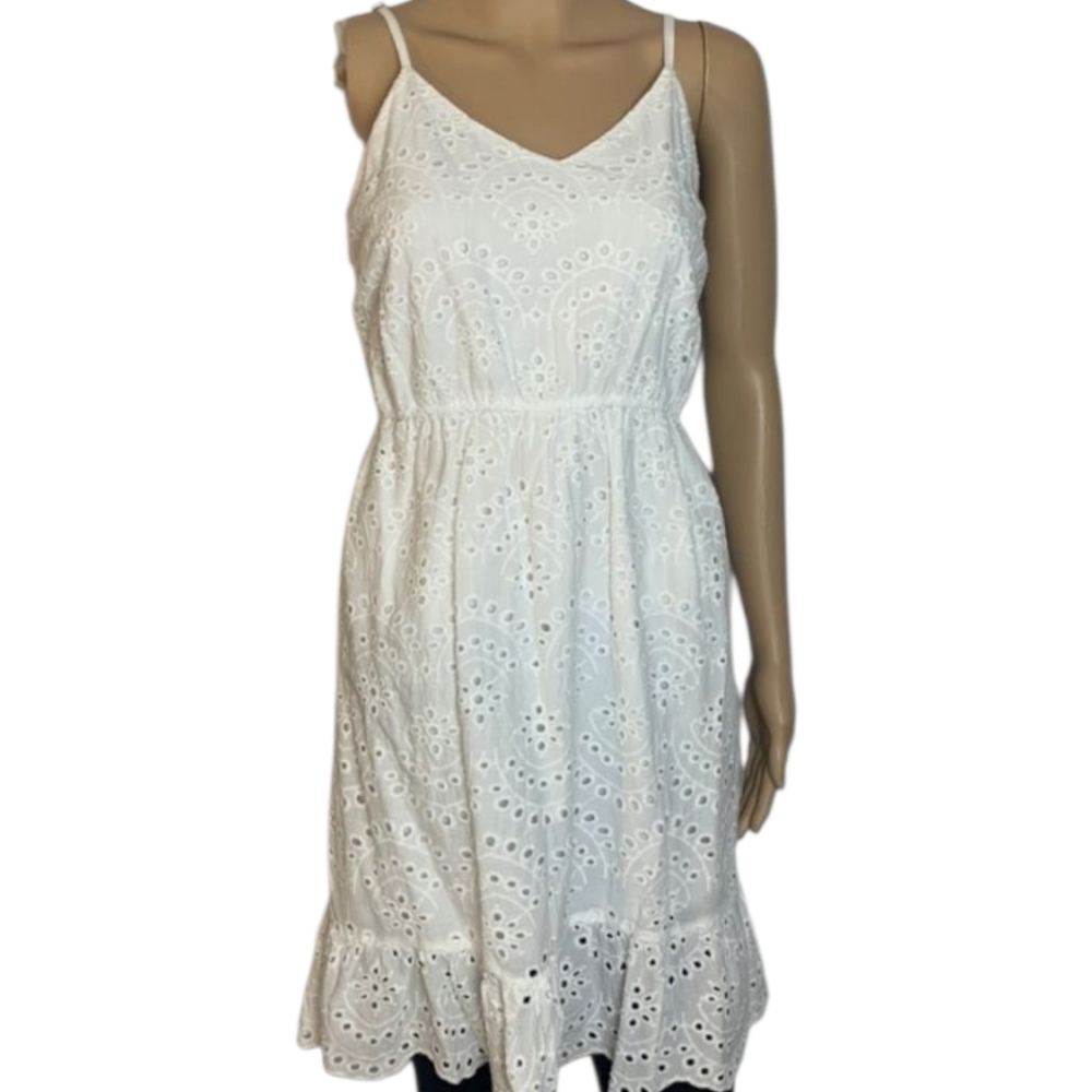 Japna White Eyelet Sundress Size Medium NEW